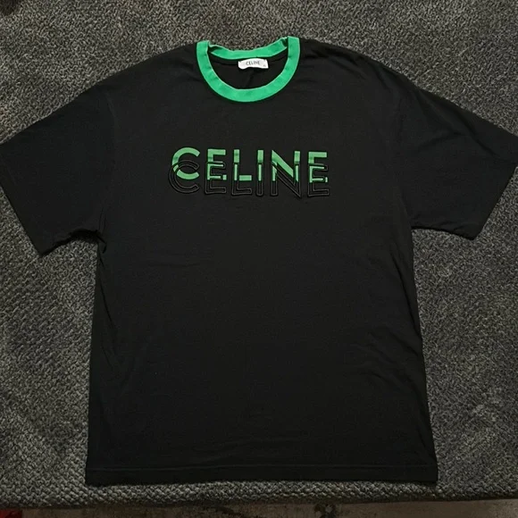 Celine | Shirts | Celine Blackgreen Tee Shirt | Poshmark